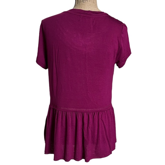 NYLA Women's Rayon Spandex Peplum Magenta Blouse, Size M - Picture 6 of 13